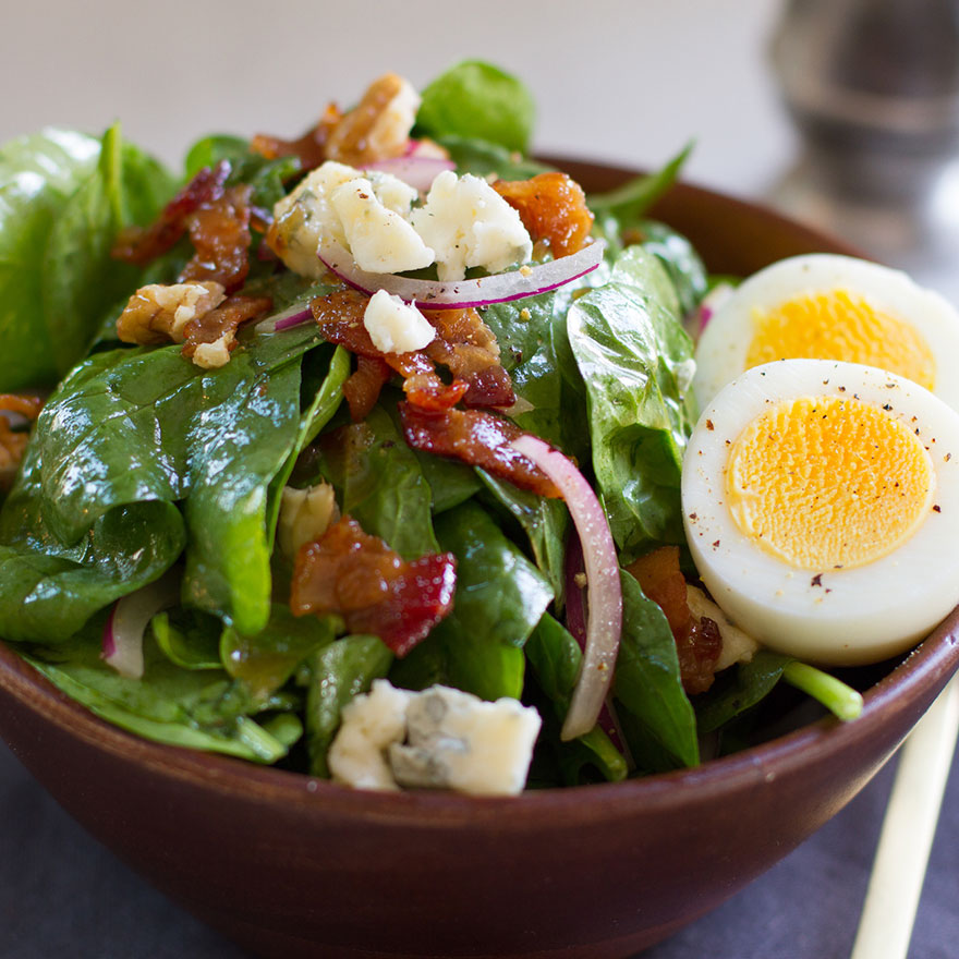 Spinach Salad Recipe with Warm Honey-Bacon Vinaigrette - Holiday Recipes